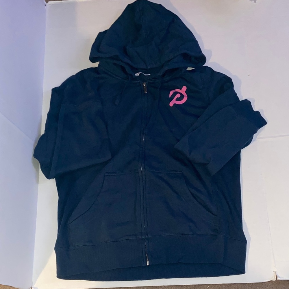 Peloton Ladies XL Dark Blue zipper up hooded sweatshirt longsleeve